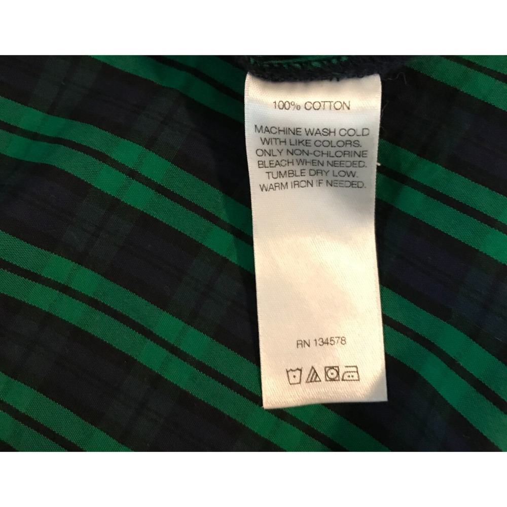 Vineyard Vines Plaid Ruffle Shirt 4 Navy Green Button Down Preppy Top - Picture 11 of 13
